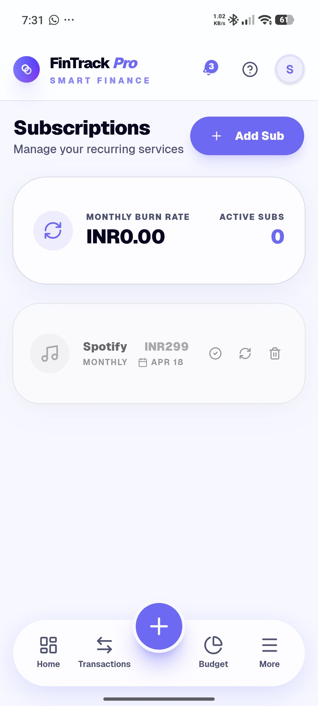 Fintrack Pro - Subscriptions